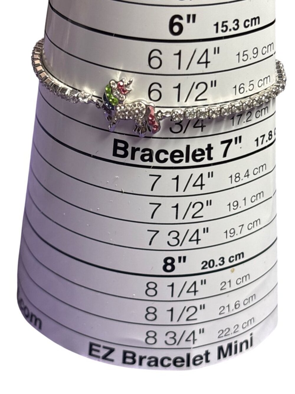 Pave Rhinestone Unicorn Adjustable Bracelet Clear Pink Green Silvertone Flawed